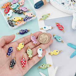 Hand Painted Polka Dot Evil Eye Fish Shaped Glazed Porcelain Pendants&nbsp;PALLOY-GA00055