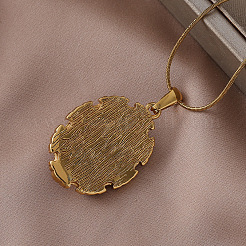 304 Stainless Steel Enamel Oval with Flower Pendant Necklaces with Imitation Pearl&nbsp;UX2387