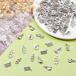 98個 7スタイル お金テーマ チベットスタイル 合金ペンダント  アンティークシルバー  混合図形  13.5~21x7.5~12x1~4mm  穴：1.5~2.8x1.5~2mm&nbsp;FIND-DC0007-56