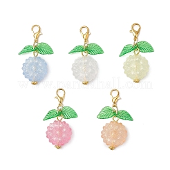 光る透明なアクリルの花のペンダント装飾  亜鉛合金カニカン付き  ミックスカラー  41mm&nbsp;HJEW-JM04407