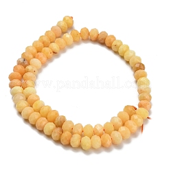 天然石ホワイトジェイドビーズ連売り  多面カット  ロンデル  染め  ゴールド  8x5.5mm  穴：1.2mm  約69個/連  15.16''（38.5センチメートル）&nbsp;G-Z111-A07