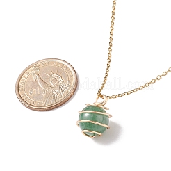 Natural Gemstone Cage Pendant Necklace with 304 Stainless Steel Cable Chains for Women&nbsp;NJEW-JN03905-02