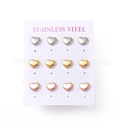 6 Pairs 304 Stainless Steel Heart Stud Earrings for Women&nbsp;EJEW-A067-21