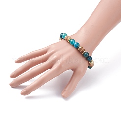 女性のための天然ココナッツ＆ストーンビーズストレッチブレスレット  内径：2-3/8インチ（6cm）&nbsp;BJEW-JB07546