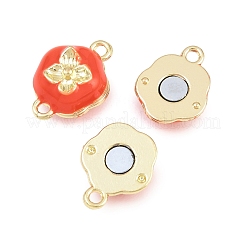 真鍮エナメルマグネットクラスプ  花  18KGP本金メッキ  15.5x11x7.5mm  穴：1.6mm&nbsp;KK-C066-19G