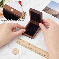 木製バッジ磁気ディスプレイケース  長方形  ブラック  7.4x5.45x1.85cm&nbsp;CON-WH0095-226A