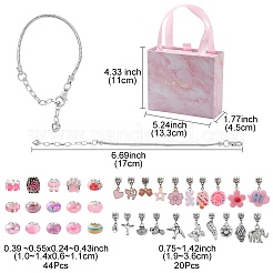 DIY合金樹脂ヨーロッパブレスレット作成キット  ピンク  10~170x8~11x7.5~11mm  穴：4.5~5mm&nbsp;DIY-FS0005-57