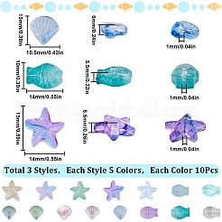 150Pcs 15 Style Transparent Spray Painted Glass Beads&nbsp;GLAA-SC0001-92