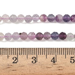 天然石蛍石ビーズ連売り  多面カット  ラウンド  グレードA  4mm  穴：0.5mm  約95個/連  14.96''（38センチメートル）&nbsp;G-RM250101-C13