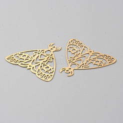 中空真鍮ペンダント  蛾のチャーム  生（メッキなし）  31x34x0.3mm  穴：1.4mm&nbsp;KK-CJC0009-02C-05