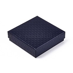 厚紙のジュエリーボックス  ペンダント＆イヤリング＆リング  内部のスポンジ  正方形  プルシアンブルー  8.8x8.8x2.8cm&nbsp;CBOX-N012-25-01F