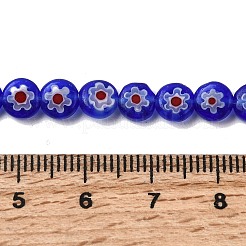 Handmade Millefiori Glass Flat Round Bead Strands&nbsp;LK-P011-22