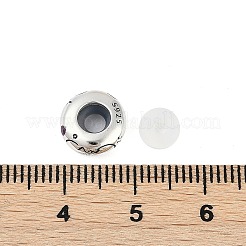 スターリングシルバーのカラフルなキュービックジルコニアのヨーロッパビーズ925個  ロンデルビーズ  水瓶座  9.5x3.5mm  穴：4.5mm&nbsp;STER-R005-01AS-11
