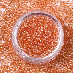 ガラスシードビーズ  機械刺繍に適合  透明色  ラウンド  トマト  2.5x1.5mm  穴：1mm  約2222個/50g&nbsp;X-SEED-S042-11A-03