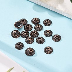 チベット風ビーズキャップ  亜鉛合金  鉛フリー＆カドミウムフリー  花  赤銅色  9x4mm  穴：1mm&nbsp;RLF0652Y