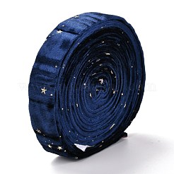 両面ポリエステルベルベットリボン  ギフト包装やお祭りの装飾に  星の模様  ミッドナイトブルー  1インチ（25mm）&nbsp;LCW-P001-A04