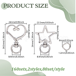 160 Sets 2 Styles Alloy Swivel Clasps&nbsp;FIND-GO0004-32