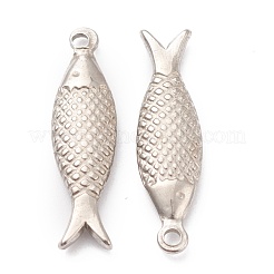変色しない304ステンレススチールペンダント  魚  ステンレス鋼色  21x6x2.5mm  穴：1.5mm&nbsp;STAS-G244-21P