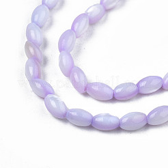 天然淡水シェルビーズ連売り  染め  ライス  ライラック  5x3mm  穴：0.9mm  約80~83個/連  14.76インチ〜15.55インチ（37.5~39.5cm）&nbsp;X-SHEL-N003-25-B04