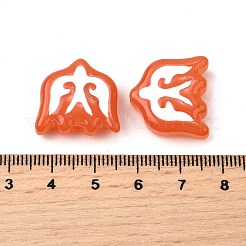 焼き絵の具、ガラス、エナメル、ビーズ  鳥  オレンジ  19x20x7.5mm  穴：1.6mm&nbsp;LAMP-S079-13A