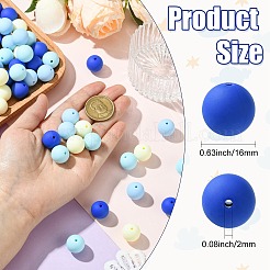ラバー加工オペークアクリルビーズ  ラウンド  ライトスカイブルー  16mm  穴：2mm  約226個/489g&nbsp;LS-MACR-CJC0009-02D