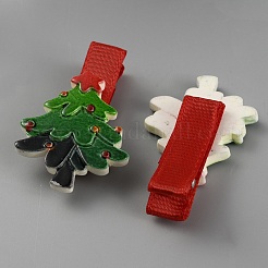 かわいいクリスマスアクリルアリゲーターヘアクリップ  女の子のためのヘアアクセサリー  クリスマスツリー  43x28x7.5mm&nbsp;PHAR-WH0013-03B