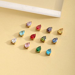 Brass Cubic Zirconia Slide Charms&nbsp;STAS-OY016-04G