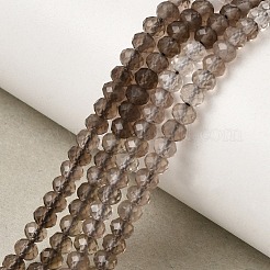 グラデーションカラーの天然スモーキークォーツビーズの連  多面カット  ロンデル  4x3mm  穴：0.8mm  約136個/連  15.35''（39センチメートル）&nbsp;GG-NH0017-A01