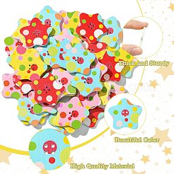 4ホールのウッドボタン  ミックスカラー  スター  28x30x2.5mm  穴：1.4mm  50個/セット&nbsp;WOOD-CJC0816-002B