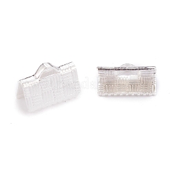 304ステンレススチールリボンカシメエンドパーツ  銀  7x10x5mm  穴：1.2x0.5mm&nbsp;STAS-P249-27B-S