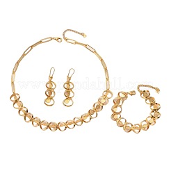 Alloy Oval Link Chain Necklaces & Bracelets & Hoop Earrings Sets&nbsp;FS-WG0574A-01