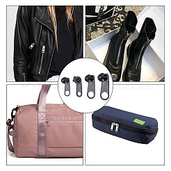32個4スタイルの亜鉛合金とプラスチックのジッパースライダー  服飾材料  オーバル  ブラック  3.4~4.3x1~1.25x0.8~1.1cm  8個/スタイル&nbsp;FIND-GF0003-95