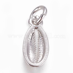 真鍮製チャーム  カドミウムフリー＆鉛フリー  カウリシェル  プラチナ  12.5x6x2mm  穴：3mm&nbsp;KK-L188-06P