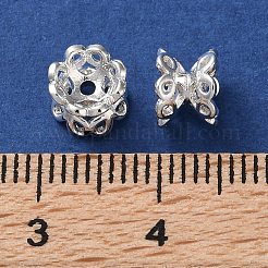 ラックメッキ真鍮スペーサービーズ  長持ちメッキ  鉛フリー＆カドミウムフリー  花  銀  6x5mm  穴：1.2mm&nbsp;KK-F090-19S