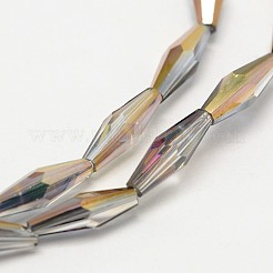 ファセット半メッキ米電気メッキガラスビーズ連売り  黄金メッキ  13x4mm  穴：1mm  約60個/連  29.9インチ&nbsp;EGLA-F103-02C