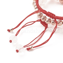 Natural Crackle Quartz & Lava Rock Braided Bead Bracelets Set&nbsp;BJEW-JB07212-02
