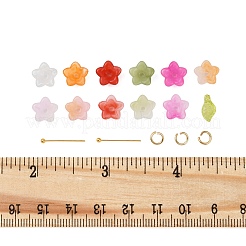 DIYイヤリングキット  クリアアクリルチャーム  アクリルビーズキャップ  ピアスのアクセサリー  花のチャーム  ミックスカラー  9.7x5.5x3.6mm  穴：1.2mm  390個/セット&nbsp;DIY-FP0001-55