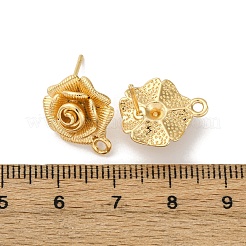 真鍮製のピアスパーツ  カドミウムフリー＆ニッケルフリー＆鉛フリー  花  18KGP本金メッキ  15.5x13.5mm  穴：1.6mm  ピン：0.8mm&nbsp;KK-D388-05G