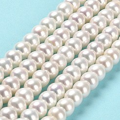 天然養殖淡水パールビーズ連売り  グレード4a++  ロンデル  リネン  8~9x6~7mm  穴：0.5~0.8mm  約55個/連  15.75''（40センチメートル）&nbsp;PEAR-J007-09