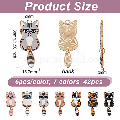 42Pcs 7 Colors Light Gold Rack Plating Alloy Enamel Pendants&nbsp;ENAM-OC0001-17