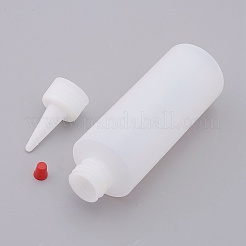 赤いチップキャップ付きのプラスチックスクイーズ調味料ボトル  ホワイト  16.5x4.5cm  3個/セット  容量：160ml（5.41液量オンス）&nbsp;AJEW-XCP0001-14