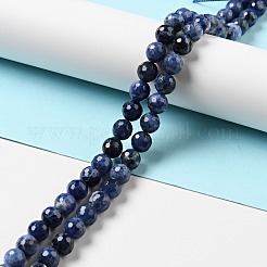 天然石ソーダライトビーズ連売り  ファセット（128ファセット）  ラウンド  8.5mm  穴：1mm  約45個/連  14.96インチ（38cm）&nbsp;G-E571-37B