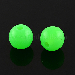 蛍光分厚いアクリルビーズ  ラウンド  ライム  20mm  穴：2~3mm  約105個/500g&nbsp;MACR-R517-20mm-07