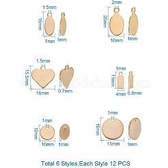 304ステンレススチールチャーム  混合形状  ゴールドカラー  プラスチックビーズ保存容器：10.3x1.7cm&nbsp;STAS-PH0018-27G