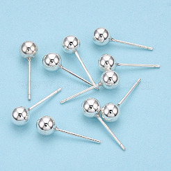 スターリングシルバー ラウンド ボール スタッド イヤリング 925 個  銀  5mm  ピン：0.8mm&nbsp;STER-T005-01F