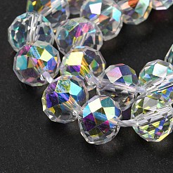 ガラス模造オーストリアクリスタルビーズ  ファセットロンデル  クリアAB  6x4mm  穴：1.2mm  約66個/連  15.55''（39.5センチメートル）&nbsp;GLAA-F108-05A-1