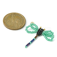 ガラスチャーム  304ステンレススチール製金具付き  トンボのチャーム  ミックスカラー  39~43x30~33x2mm  穴：3mm&nbsp;PALLOY-MZ00164