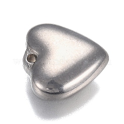 変色しにくい304ステンレススチールチャーム  ハート  ステンレス鋼色  14x15x5mm  穴：1.5mm&nbsp;STAS-I166-12B