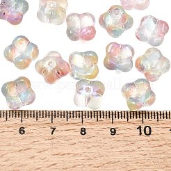 透明なガラスビーズを電気  キラキラパウダーをつけた花  カラフル  11.5~12x11.5~12x6mm  穴：1.4mm  約1369個/1000g&nbsp;GLAA-A045-03B