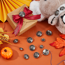 30Pcs 3 Styles Skull with Flat Round Alloy Shank Buttons&nbsp;BUTT-FH0001-038AS